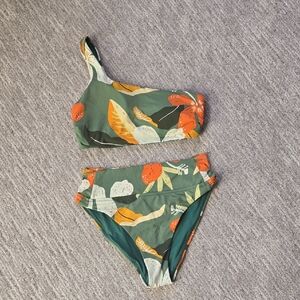 Floral Green One-Shoulder Knix Bikini